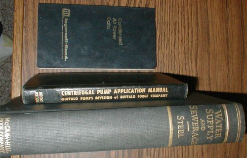 3 Vintage Books-Water Supply &amp; Sewage-Buffalo Centrifugal Pump- Air Power