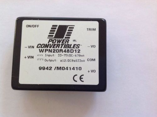 Power Convertibles DC-DC Converter WPN20R48D12 In Lots Of 3 Pieces