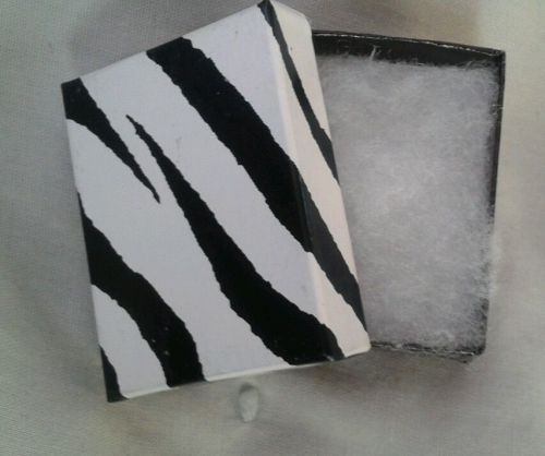 Lot of 5 Gift Boxes Jewelry or Small Gift Zebra Stripe w/ Cotton 2 1/8 x 1 5/8