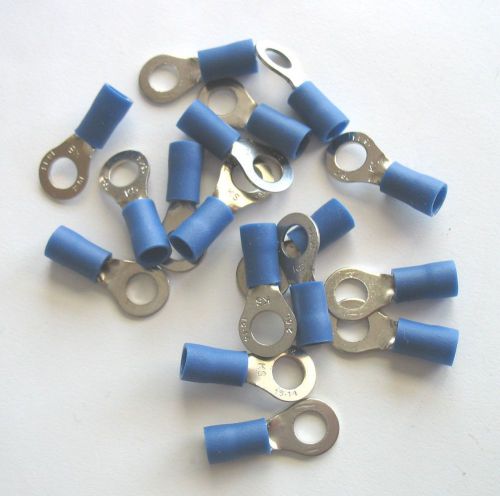 Lot (17) blue insulated electrical ring crimp terminals ks 16-14 awg 2-5l for sale