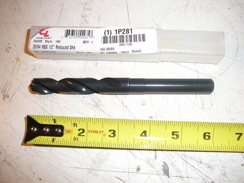 35/64&#034; hss reduced shank drill bit by chicago-latrobe - shank diameter 1/2&#034; for sale