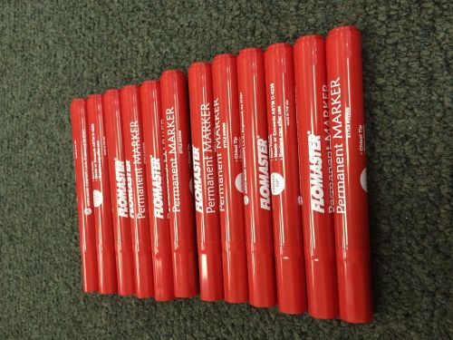 Arromark flomaster permanent markers, chisel tip, red, dozen for sale