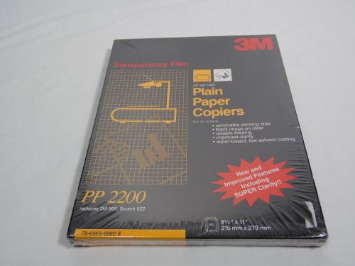 3M TRANSPARENCY FILM for Copiers - 100 Sheets (8.5&#034; x 11&#034;) PP2200 *NEW &amp; SEALED*