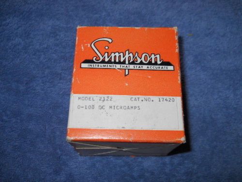 New in box simpson model 2122 analog panel meter, 0-100 dc microamps, 0-100ua for sale