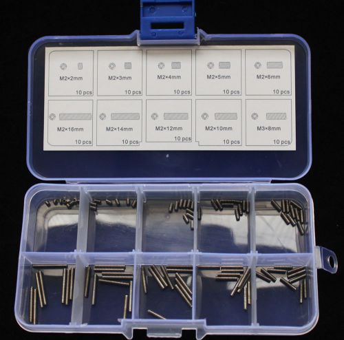 New 100pcs stainless steel hex socket m2*2-16mm set screw assortment kit 120450 for sale