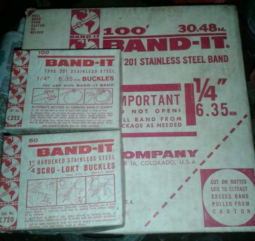 Band-it 1/4&#034; band 100&#039; &amp; 2 styles of clips c720&amp;c252 for sale