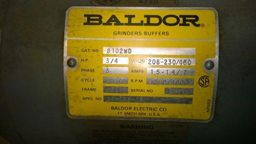 BALDOR, PEDELSTAL GRINDER, 8&#034;, MODEL 8102WD, WITH DUST COLLECTOR