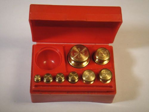 Vintage Ohaus Brass Balance Scale Weights Set #5502 Apothocary Made in USA