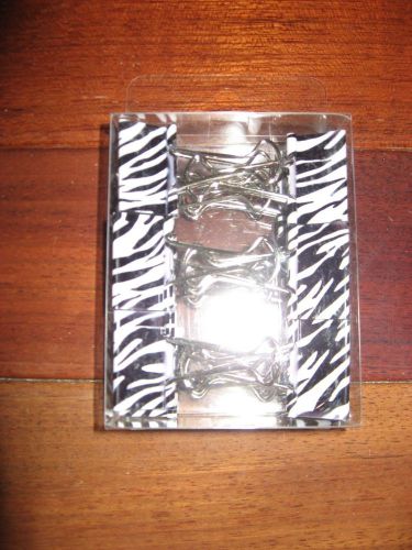 Zebra print Medium binder clips 12 total NIP