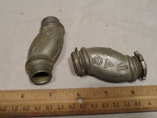 Lot of 2 appleton ofn-50 offset nipple 1/2&#034; malleable iron conduit fitting for sale
