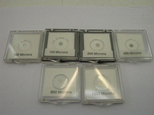Set of new melles griot 100-1000 micron precision pinhole 100um-1000um for sale