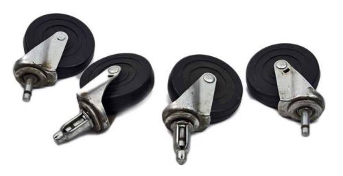 (4) used industrial 4&#034; black, swivel, ball bearing, hard rubber, casters for sale