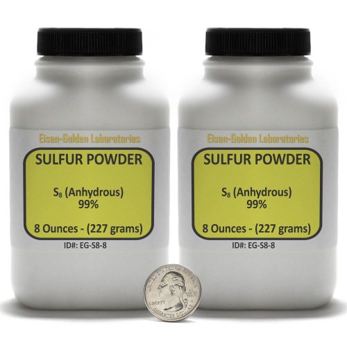 Sulfur Powder [S8] 99% ACS Grade Powder 1 Lb in Two Space-Saver Bottles USA