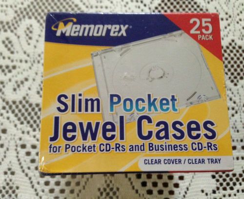 NIP MEMOREX 25 PACK SLIM POCKET JEWEL CASES 3&#034; CD&#039;S, CD-ROMS, CD-R/RWs