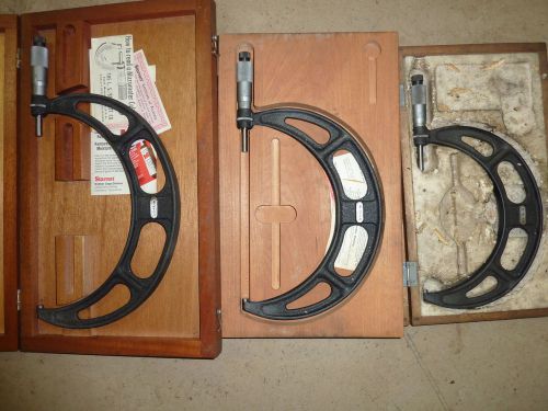 Lot of 3 starrett od mic&#039;s, 6-7&#034;, 7-8&#034;, 8-9&#034; all with woooden cases for sale
