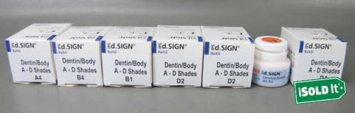 7 new 20g d.sign ivoclar vivadent dentin body shades a-d a4 b1 b4 2-d2 d4 &amp; 1 cd for sale