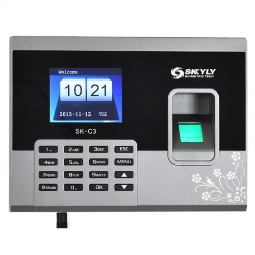 Fingerprint Time Attendance System - 3 Inch LCD Monitor, USB Flash Drive Downld