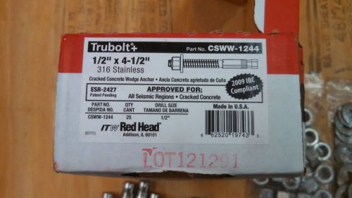 Trubolt+ redhead seismic wedge anchor 1/2&#034; x 4-1/2&#034; 316 stainless steel free shi for sale