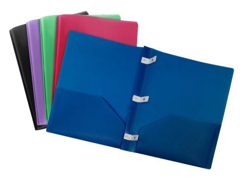Storex Poly Portfolios with Plastic Prongs - 5 Pack - Assorted Colors