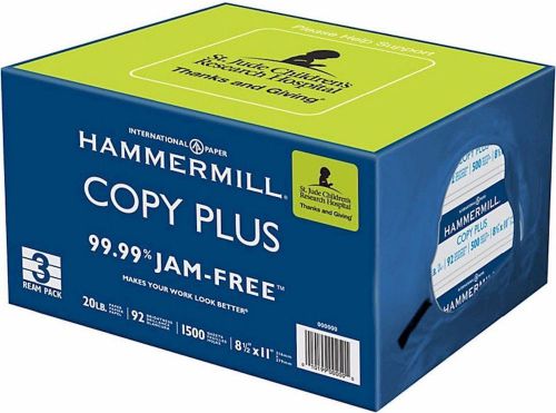 Hammermill 3-ream pack copy plus multipurpose fax laser inkjet printer paper for sale