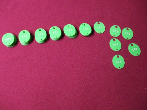 Misc. small plastic numbered id tags-lot of 66 pieces for sale