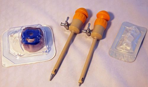 Set/2 Yelloport 10mm Reusable Cannula &amp; Trocar wSterile Swingtop &amp; Seals - New!