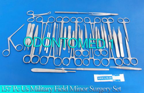 157 PC US MILITARY FIELD MINOR SURGERY SURGICAL VETERINARY INSTRUMENTS KIT