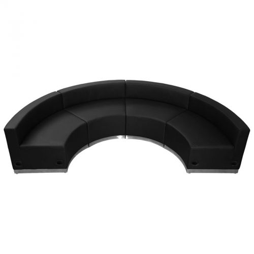 Alon Series Black Leather Reception Set, 4 Pieces (MF-ZB-803-480-SET-BK-GG)