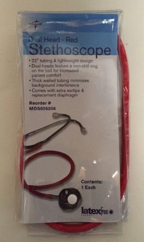 (8) New In Package Medline Dual-Head Stethoscopes,Red # MDS926206