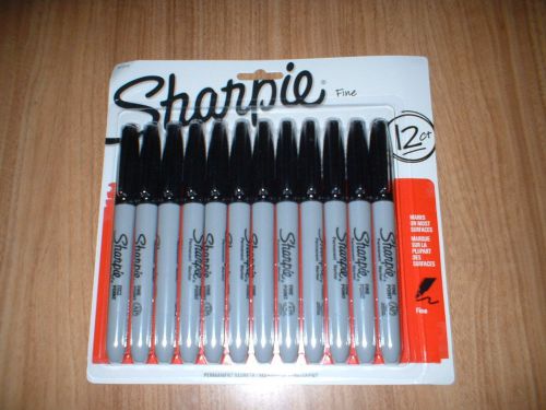 12 BLACK SHARPIES FINE POINT NEW FREE SHIPPING