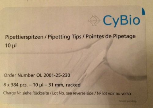 CyBio OL 2001-25-230, Pipetting Tips, 10uL, 31mm, Racked, 7Racks of 384Tips Each