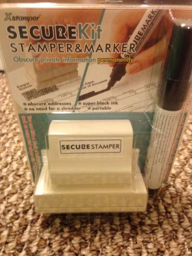 Xstamper Secure Stamp S18 with Marker, 15/16 x 2 13/16, Black - XST35303