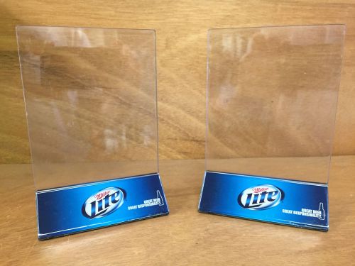 Miller Lite Table Tent Menu Holder - Set of 2 - New - Free Shipping