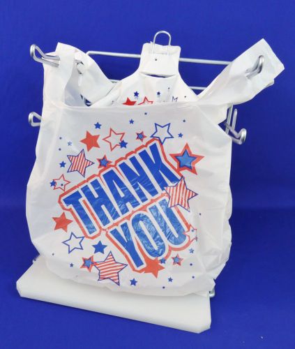100 Qty. Americana THANK YOU White Plastic T-Shirt Bags 11.5&#034; x 6&#034; x 21&#034;