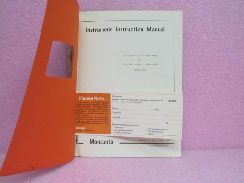 Monsanto Manual 3100A Digital Frequency Synthesizer Prelim. Instr. Man. w/Schem.