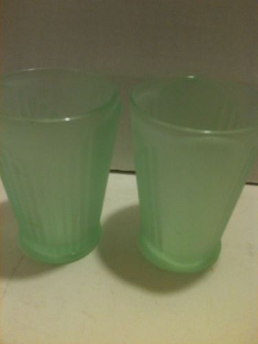 pair of Jadeite green milk glass panel pattern tumblers cups goblets jadite jade