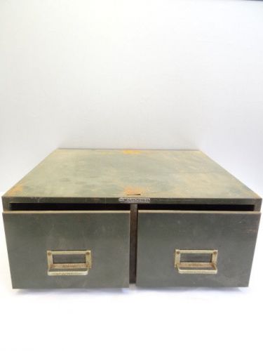 Vintage Used Old Olive Drab Art Steel Co Inc Steelmaster Two Drawer File Cabinet
