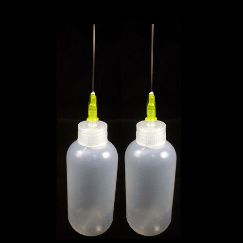 2 Needle Tip Plastic Bottle Liquid Flux Dispenser Oil Applicator Dropper 0.7 Oz
