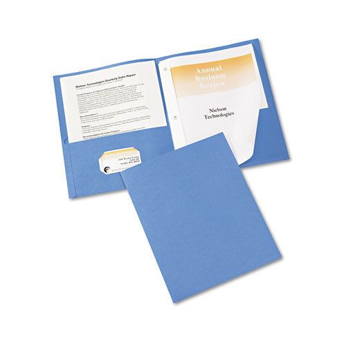 Two-Pocket Report Cover, Tang Clip, Letter, 1/2&#034; Capacity, Blue, 25/Box