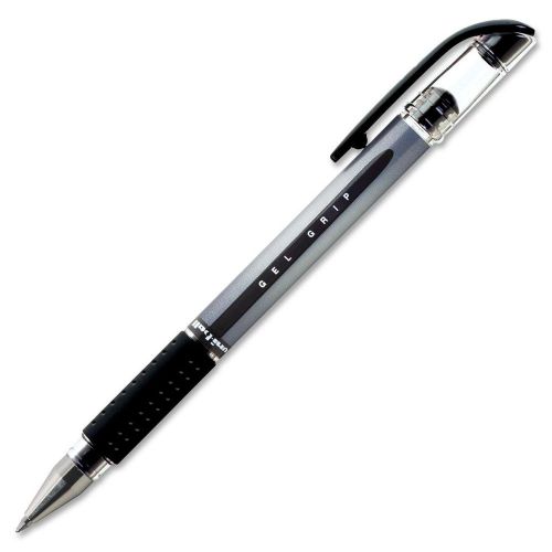 uni-ball Gel Grip Stick Medium Point Gel Pens, 12 Black Ink Pens(65450), New