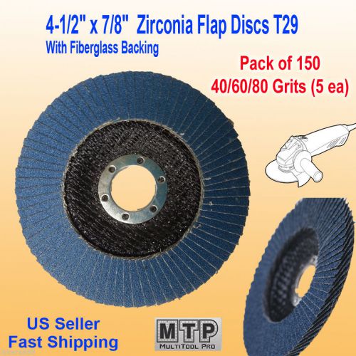 15x 4.5&#034; x 7/8&#034; 40/60/80 Grit Zirconia Flap Disc Grinding Sanding  Wheel T29