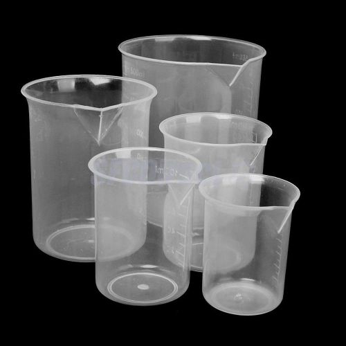 Lot 5pcs 50/100/150/250/500ml kitchen laboratory measuring graduated beaker cups for sale