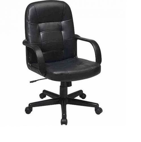 office Star Worksmart Leather Mid-Back Office Chair, Black