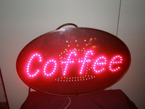 NEON COFFEE CUP SIGN - 13 IN X 22 X 2 1/4 FLASHING YELLOW CUP - RED COFFEE