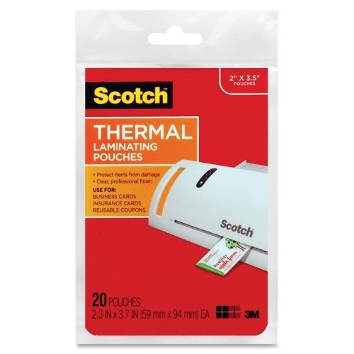 LOT OF 6 Scotch Business Card Size Thermal Laminating Pouch -20/Pk- MMMTP585120