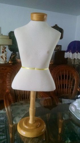 Female Mannequin Torso Cloth waist Size 26&#034; bust34&#034;- 41&#034; tall Wooden top &amp; stand