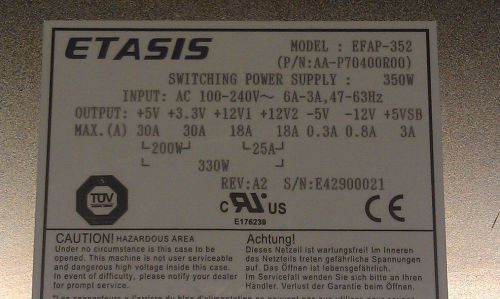 Etasis EFAP-352 Power Supply - 2U Single 350W Output Power