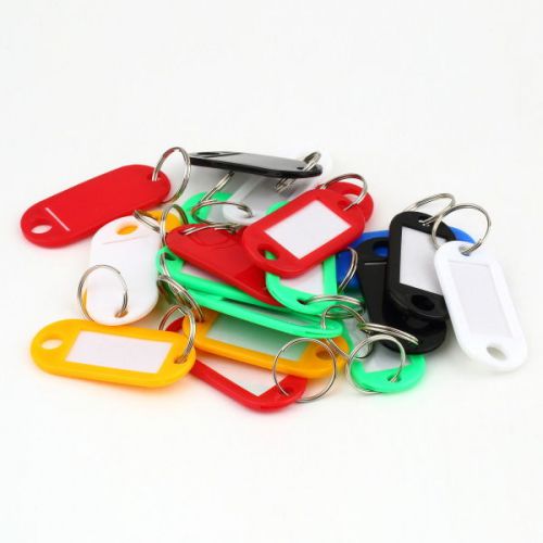 10pcs Oval Colorful Keychain Key ID Label Name Tags with Split Ring *US Seller*