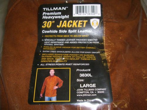 Tillman 3830l dark brown leather large premium heavyweight 30&#034; welding jacket for sale