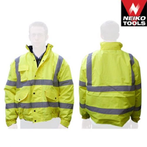 Hi-Vis Class 3 Safety Jacket, Reflective Coat, Bomber Jacket, Size: XXXL